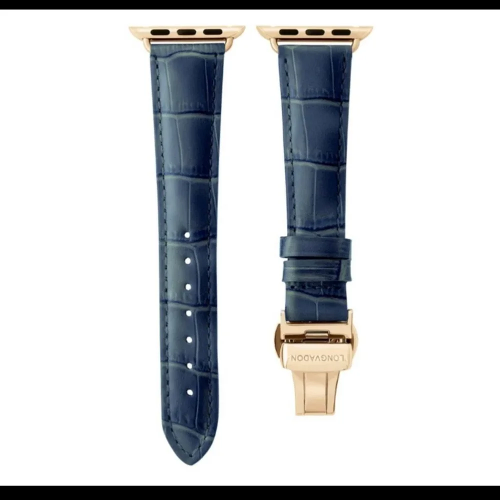 Women Watchband Leather Apple 1-9, Ultra 2, 38-42 44-49 Longvadon Gold Clasp - Picture 2 of 6